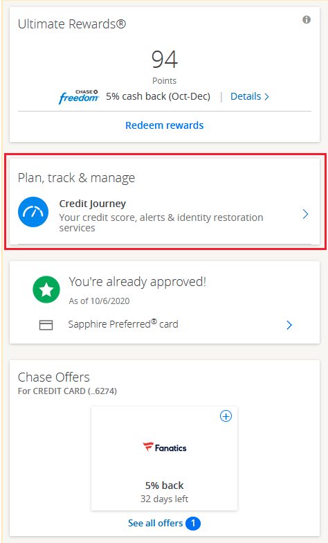chase credit card application
