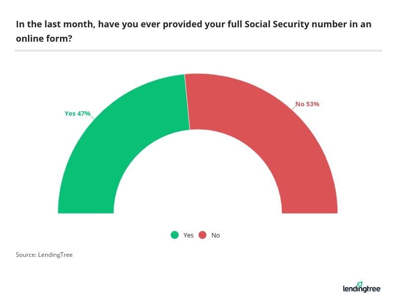 In the last month, have you ever provided your full Social Security number in an online form?