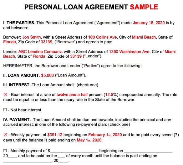 Personal Loan Agreements: How to Create This Borrowing Contract