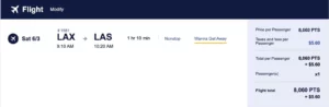 example of buying southwest ticket with points