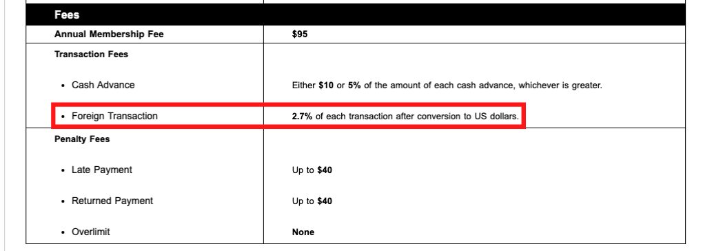 td travel visa foreign transaction fee